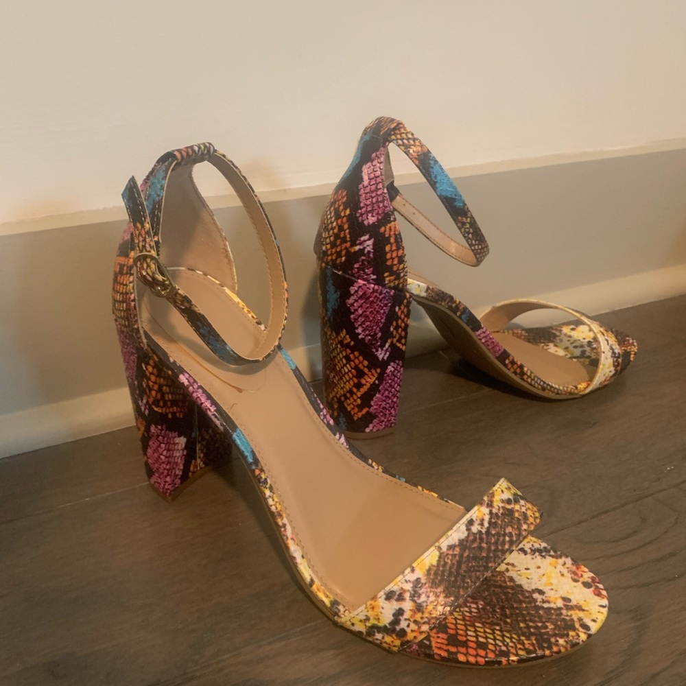 Madden Girl: colorful snake print heels